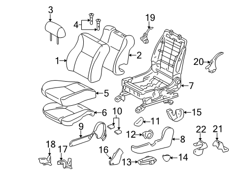 2005 Toyota Matrix Front Seat Back Cover, Left(For Separate Type) Diagram for 71074-02F20-B0