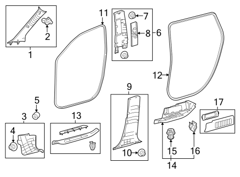 2024 Toyota Grand Highlander Lower Center Pillar Trim, Driver Side Diagram for 62414-0E150-C0