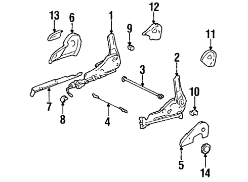 1995 Toyota Avalon Cover, Seat Track Bracket, Inner LH Diagram for 72158-07020-E1