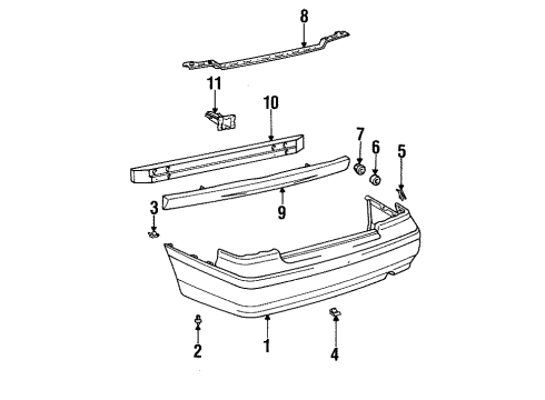 1995 Toyota Avalon Absorber, Rear Bumper Energy Diagram for 52615-AC010