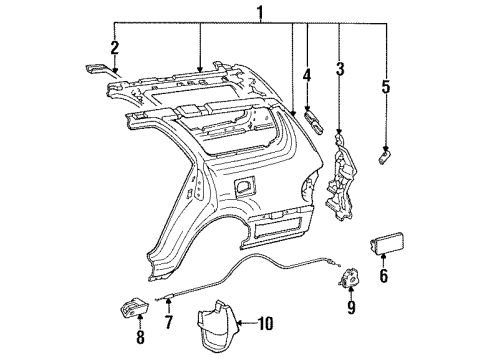 1994 Toyota Camry Panel, Quarter, LH Diagram for 61602-06040