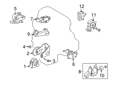 2015 Scion xB Bracket, Engine Mounting, Rear Diagram for 12321-28240