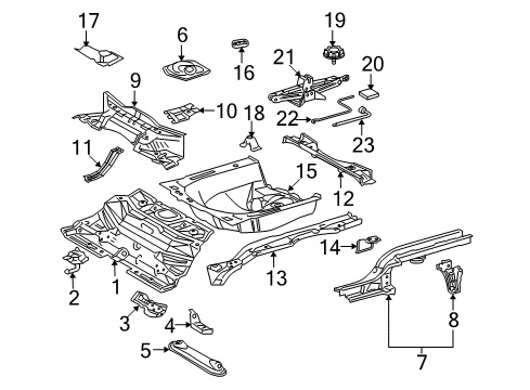 2008 Toyota Yaris Rear Body - Floor & Rails Diagram 1 - Thumbnail