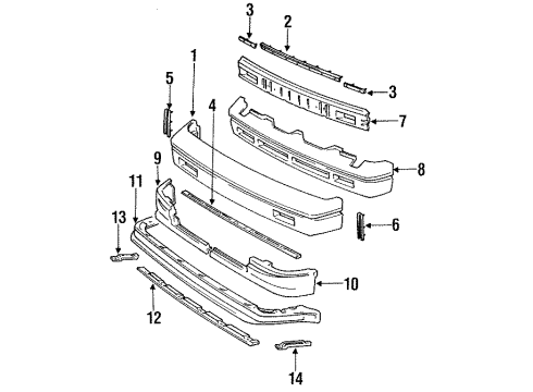 1985 Toyota MR2 Cover, Front Bumper Diagram for 52119-17900