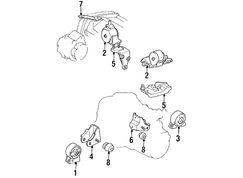 1992 Toyota Celica Engine & Trans Mounting Diagram 2 - Thumbnail