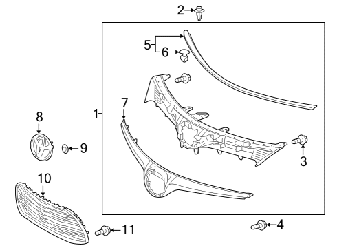 2018 Toyota Avalon Grille & Components Diagram
