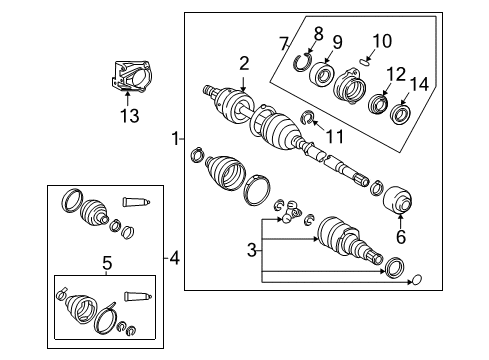 2005 Toyota Corolla Front Cv Joint Boot Kit, In Outboard, Left Diagram for 04438-01080