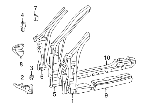 2001 Toyota Solara Gusset, Front Body Pillar, Lower RH Diagram for 61145-06010