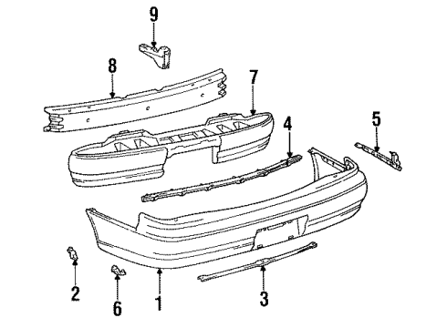 1996 Toyota Camry Rear Bumper Diagram 1 - Thumbnail