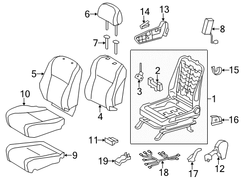 2011 Toyota Highlander Passenger Seat Components Diagram 2 - Thumbnail