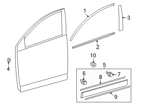 2017 Toyota RAV4 Exterior Trim - Front Door Diagram