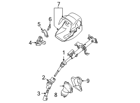 2004 Toyota Matrix Cover Sub-Assy, Steering Column Hole Diagram for 45025-01020