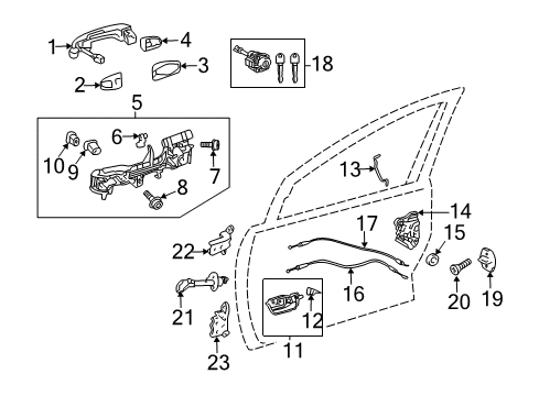 2017 Toyota Prius C Handle Assembly, Front Door Outside, Left Diagram for 69210-52100-C0