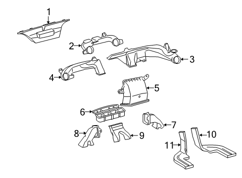 2009 Scion xB Duct Sub-Assembly, Heater To Register Diagram for 55085-12170