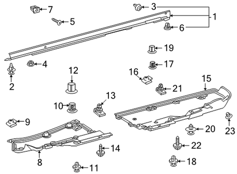 2021 Toyota Highlander Clip, Rocker Panel Moulding Diagram for 75867-68010