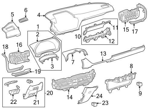 2024 Toyota Grand Highlander Cover Panel Diagram for 55446-0E120-C0