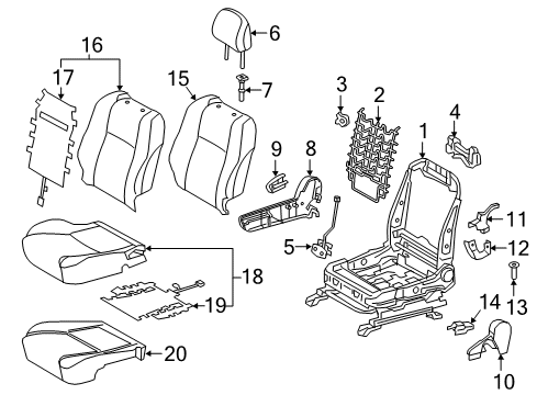 2019 Toyota Tacoma Cushion Cover, Gray, Front Diagram for 71071-0Y282-B1