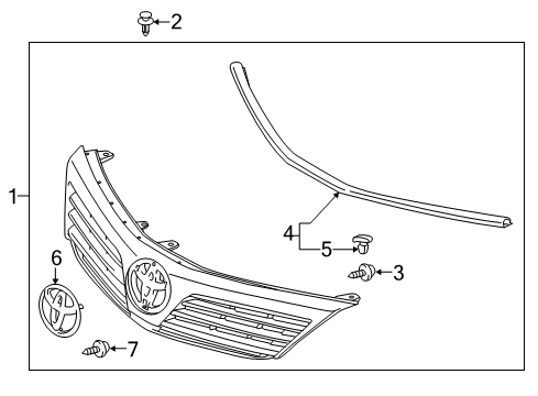 2014 Toyota Camry Grille Assembly, White Pearl, Front Upper Diagram for 53101-06710-A1