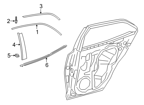 2019 Toyota Corolla Exterior Trim - Rear Door Diagram 2 - Thumbnail