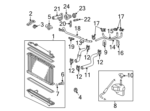 2006 Toyota Highlander Radiator & Components Diagram 1 - Thumbnail