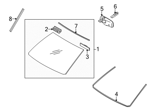 2017 Toyota 4Runner Windshield Glass, Reveal Moldings Diagram