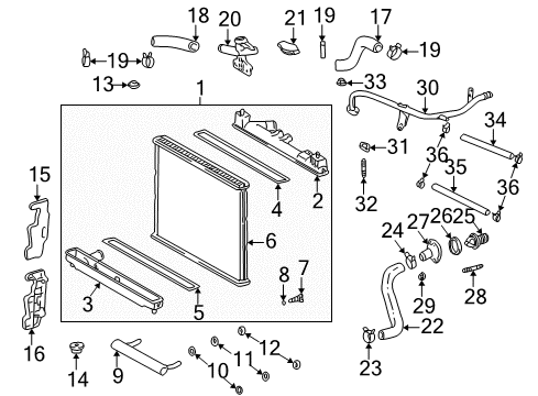 2005 Scion xA Radiator & Components Diagram