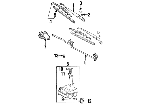 1996 Toyota Paseo Front Windshield Wiper Arm, Right Diagram for 85211-16141