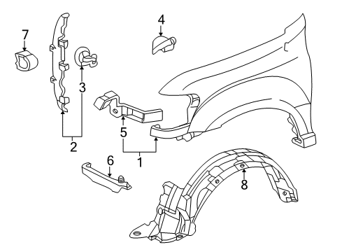 2007 Toyota Sequoia Fender Sub-Assy, Front RH Diagram for 53801-0C100