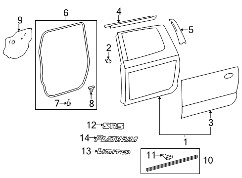 2013 Toyota Tundra Rear Door & Components, Exterior Trim, Body Diagram 2 - Thumbnail