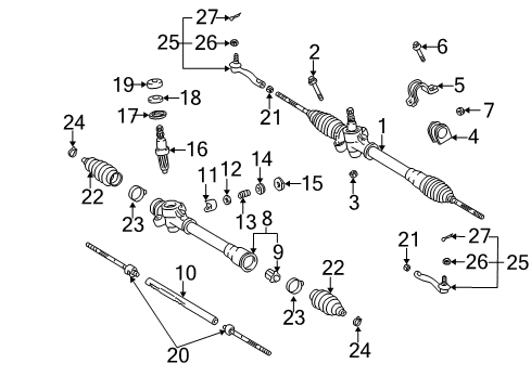 2001 Toyota Echo Steering Column & Wheel, Steering Gear & Linkage Diagram 3 - Thumbnail