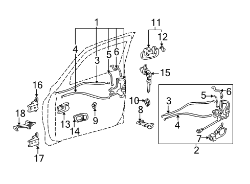 2006 Toyota Tundra Front Door Outside Handle Assembly Right Diagram for 69210-34040-C1