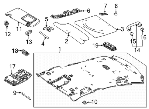 2021 Toyota Mirai HEADLINING Assembly, ROO Diagram for 63310-62050-B1