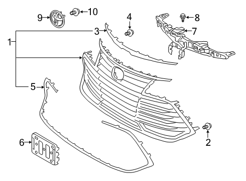 2022 Toyota Avalon Radiator Grille Sub-Assembly Diagram for 53102-07080