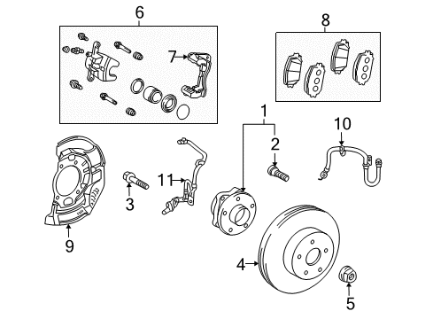 2012 Toyota Prius Brake Components, Brakes Diagram 1 - Thumbnail