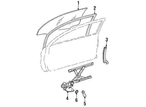 1997 Toyota Tercel Run, Front Door Glass, RH Diagram for 68141-16220