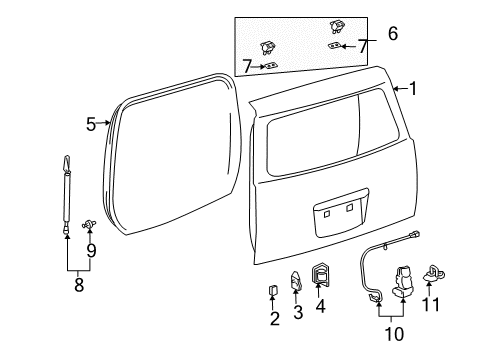 2005 Scion xB Gate & Hardware Diagram