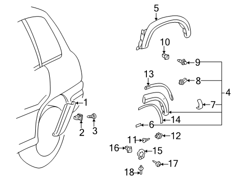 1996 Toyota RAV4 Exterior Trim - Quarter Panel Diagram 2 - Thumbnail