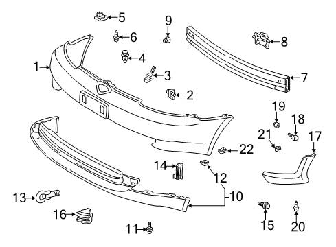 2001 Toyota Echo Cover, Front Spoiler, LH Diagram for 76852-52010