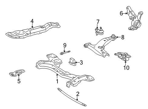 2000 Toyota Corolla Brace, Front Crossmember To Front Suspension Member Diagram for 51452-12020