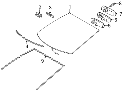 2011 Toyota Prius Windshield Glass, Reveal Moldings Diagram