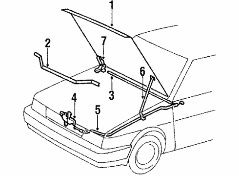 1987 Toyota Tercel Hood & Components, Body Diagram 1 - Thumbnail