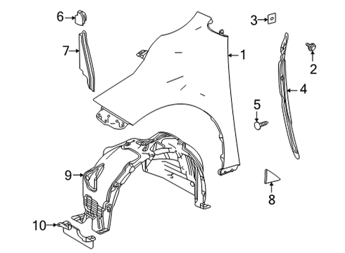 2023 Toyota Sienna Panel, Fr Fender, RH Diagram for 53811-08090