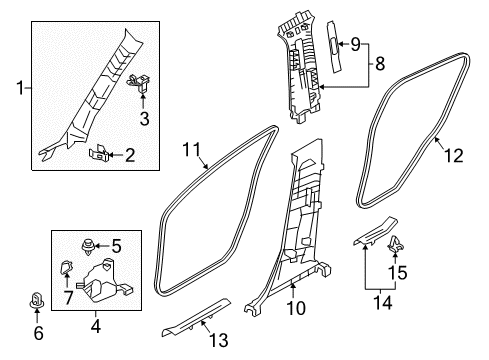 2016 Scion iA Cover, Cowl Side Trim Service Hole Diagram for 62117-WB001