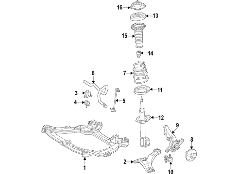 2022 Toyota Highlander Suspension Control Arm Sub-Assembly Diagram for 48068-0E070