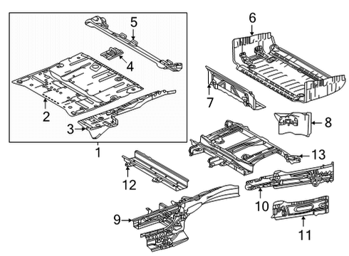 2021 Toyota Sienna Rear Floor & Rails Diagram