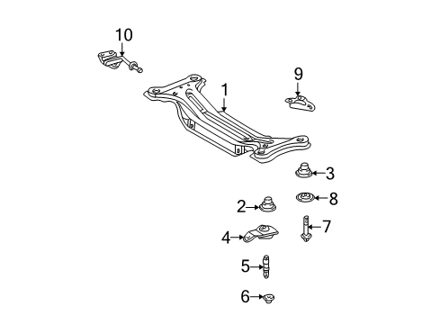 2002 Toyota Highlander Stopper, Rear Suspension Member, Lower RH Diagram for 52203-0E010