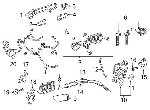 2019 Toyota Avalon Front Door - Lock & Hardware Diagram