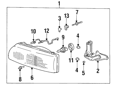 1996 Toyota Previa Passenger Side Headlight Assembly Diagram for 81110-28300