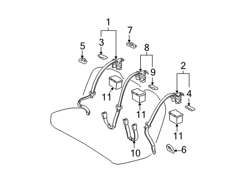 2005 Toyota Avalon Belt Assembly, Fr Seat Diagram for 73240-AC070-B1