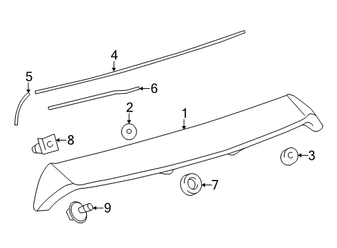 2018 Toyota Prius C Spoiler Sub-Assembly, Rear Diagram for 76085-52917-A1